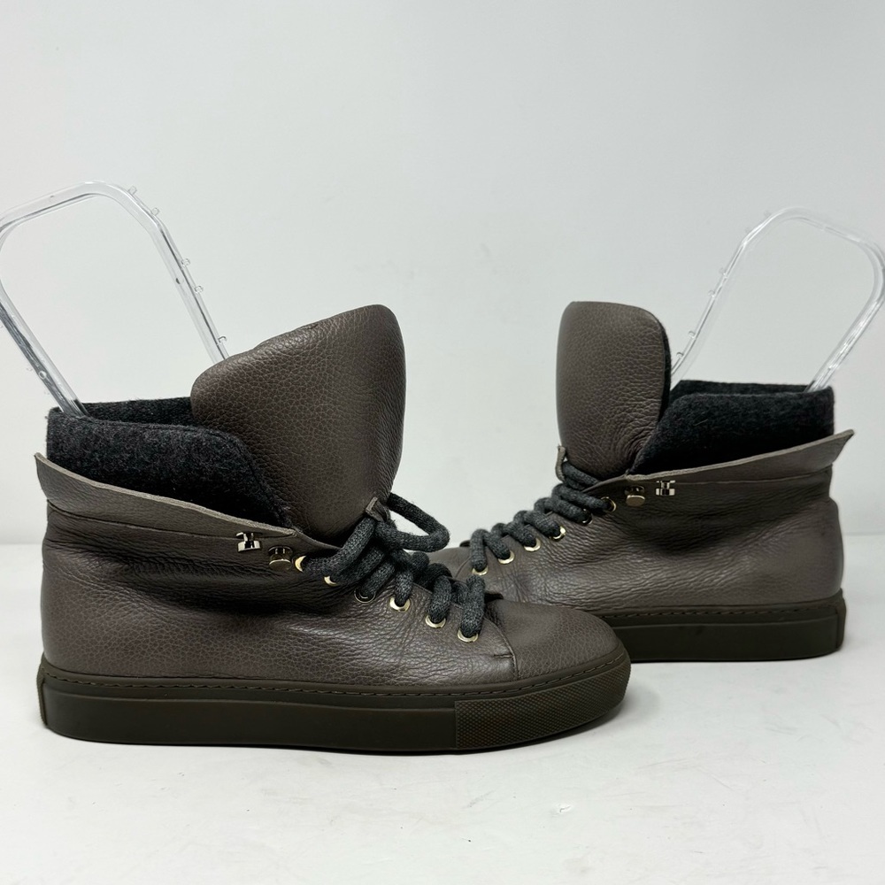 M. Gemi Leather High Top Sneakers Taupe Size 37